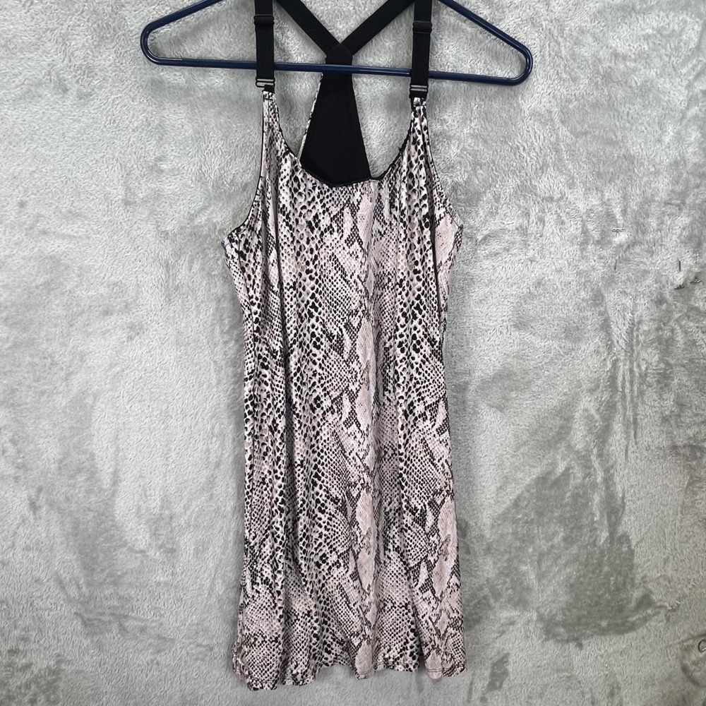 Yoga Pink Snakeskin Print Activewear Dress Nightie Small Racerback‎ Athleisure